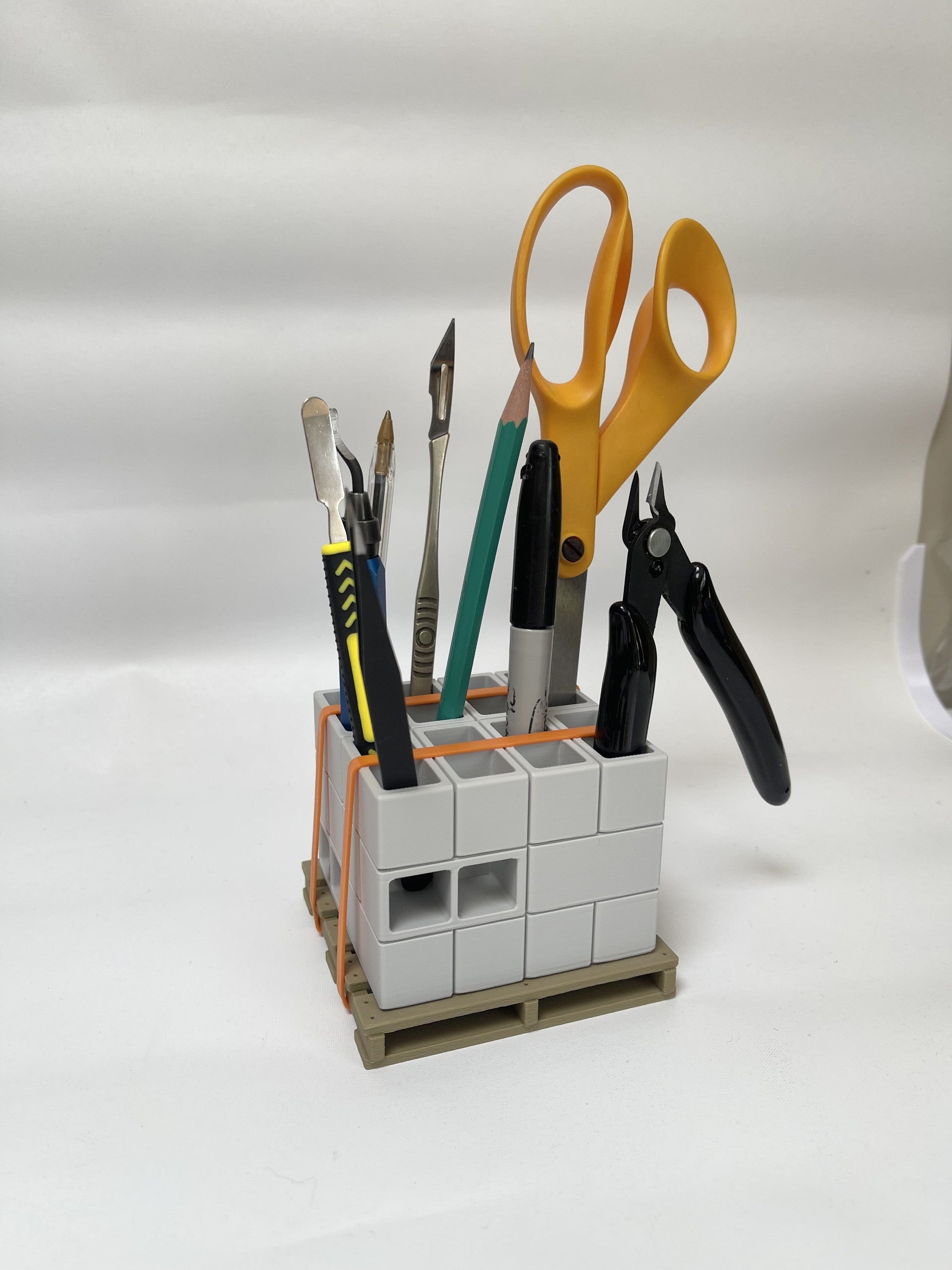 Cinder block styled pen holder - Unique desk organization