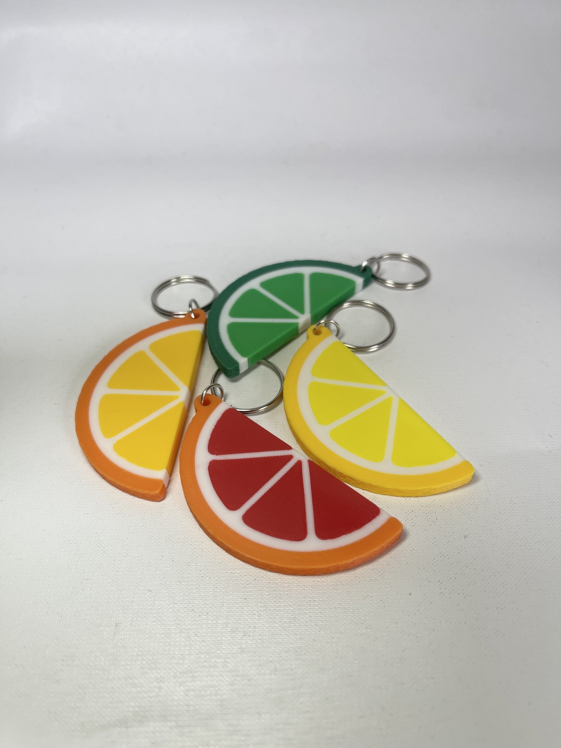 Orange, Lemon, Lime, Grapefruit Slice Keychain, 3D Printed Fruit Charm