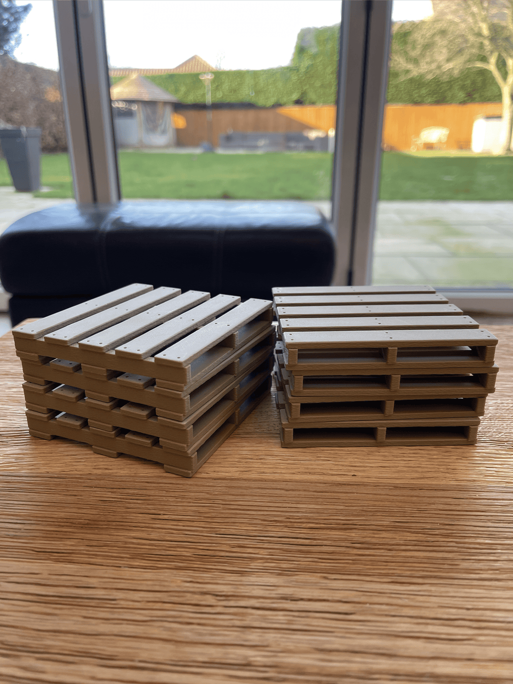 Wooden Pallet Coasters – Set of 4 | 3D Printed, PLA Wood