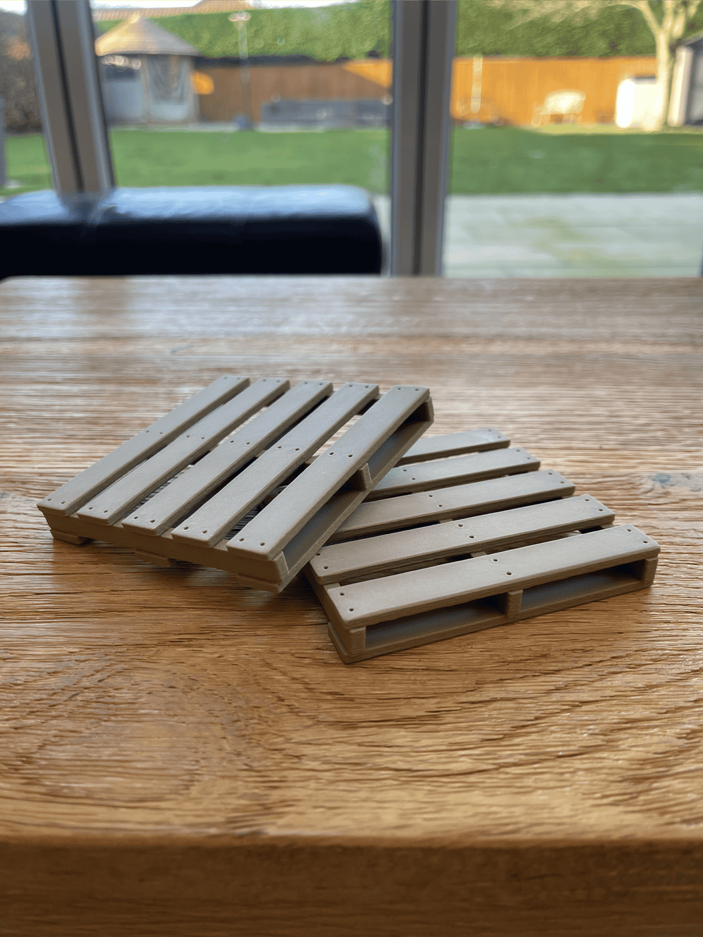 Wooden Pallet Coasters – Set of 4 | 3D Printed, PLA Wood