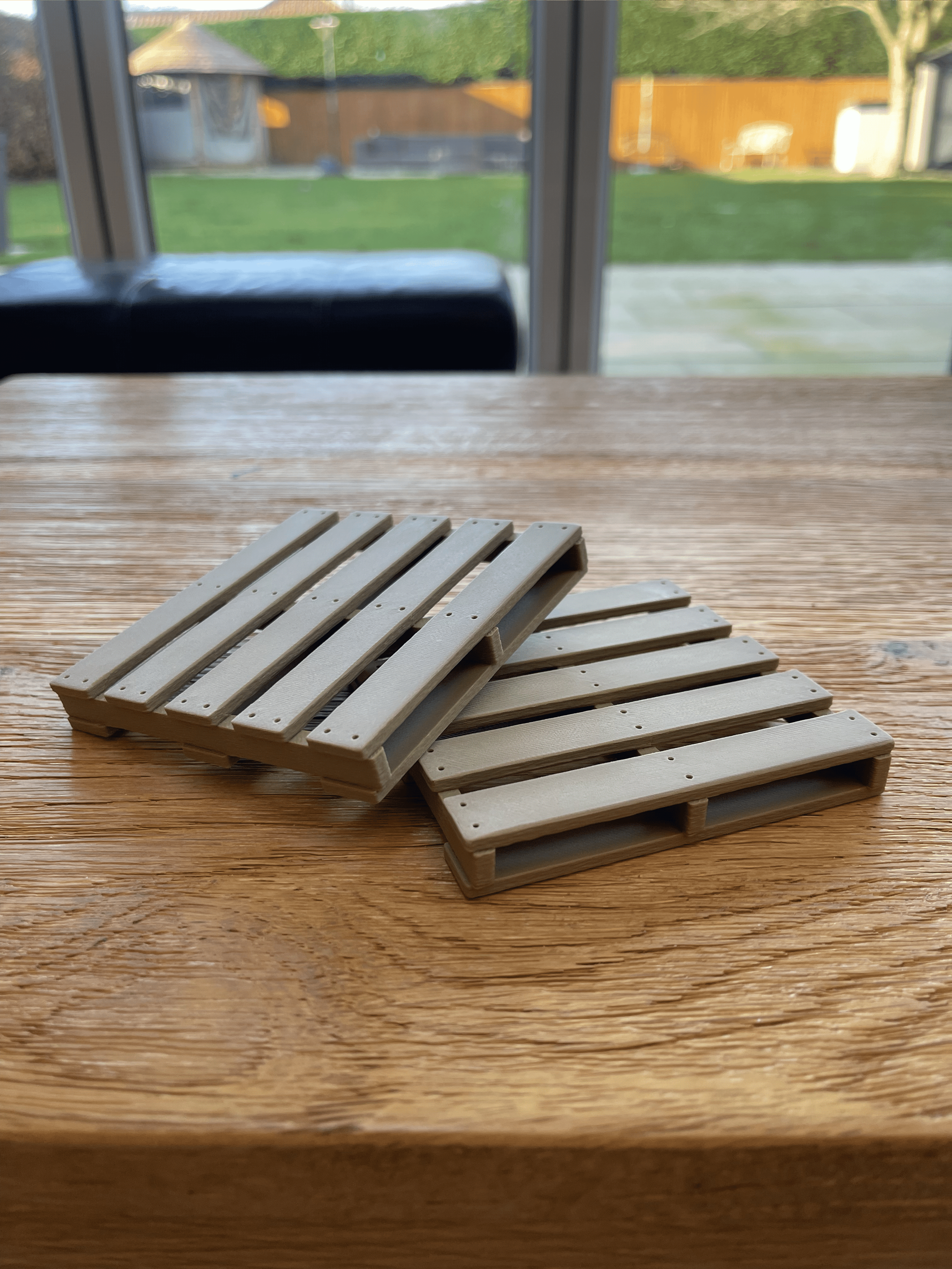Wooden Pallet Coasters – Set of 4 | 3D Printed, PLA Wood