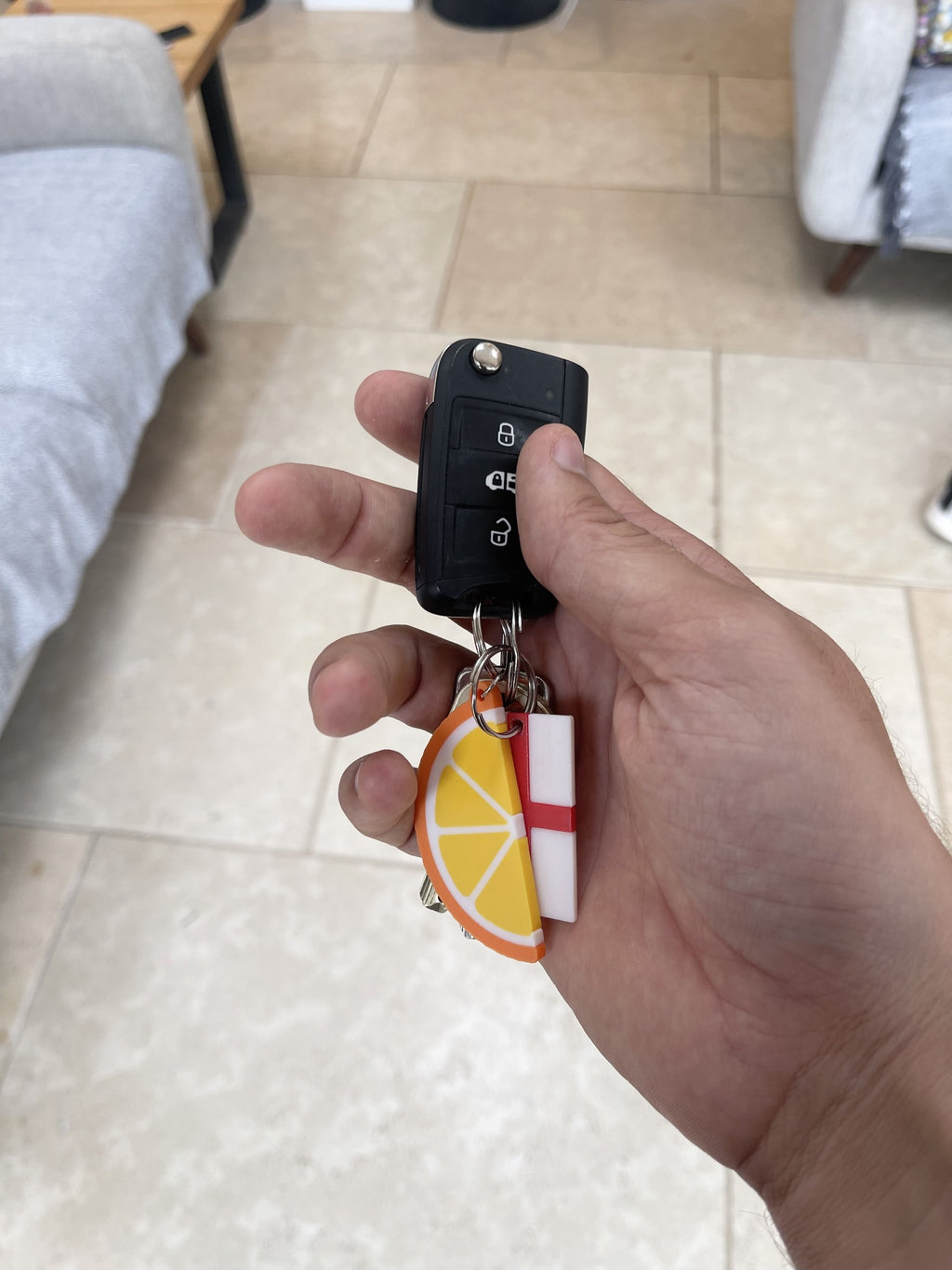 Orange, Lemon, Lime, Grapefruit Slice Keychain, 3D Printed Fruit Charm