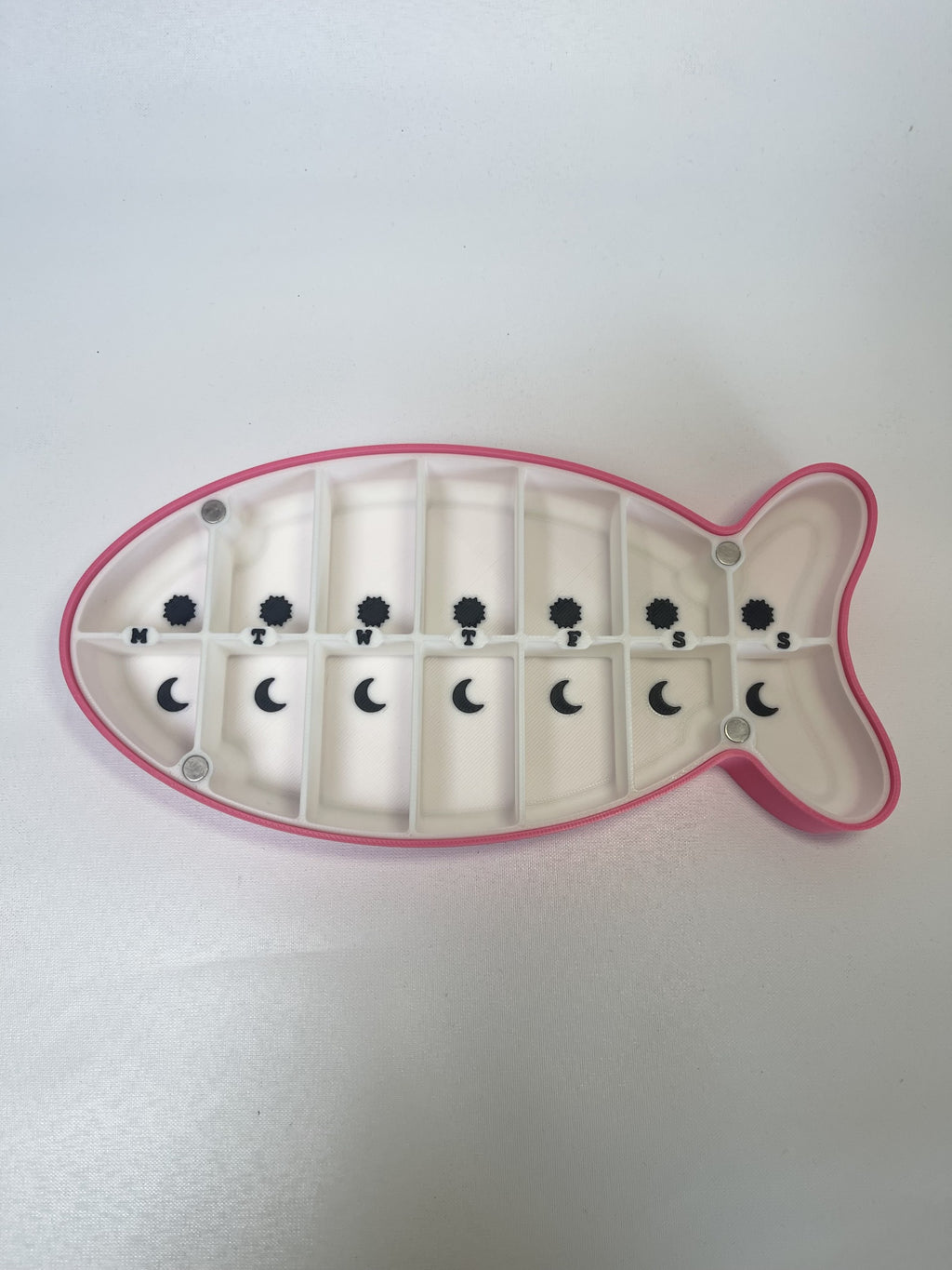 Cat Fish Shaped Pill Box, 7 Day Day/Night Organizer, Magnetic Seal